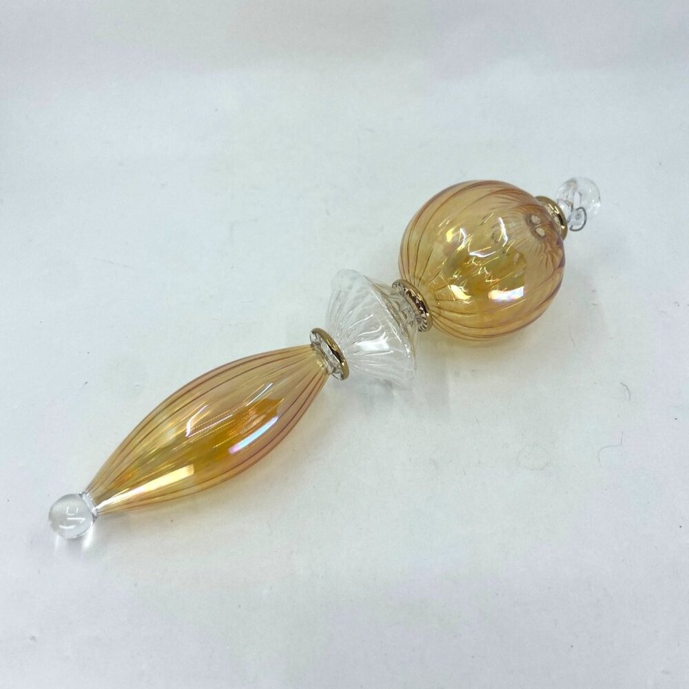 Bombay Company Amber Finial Blown Glass Christmas Ornament 8" Made in Egypt